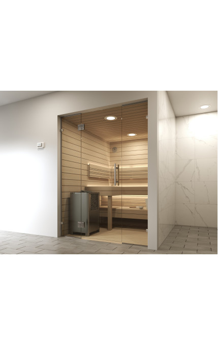 Sauna glass door with 2 additional glass panels S3